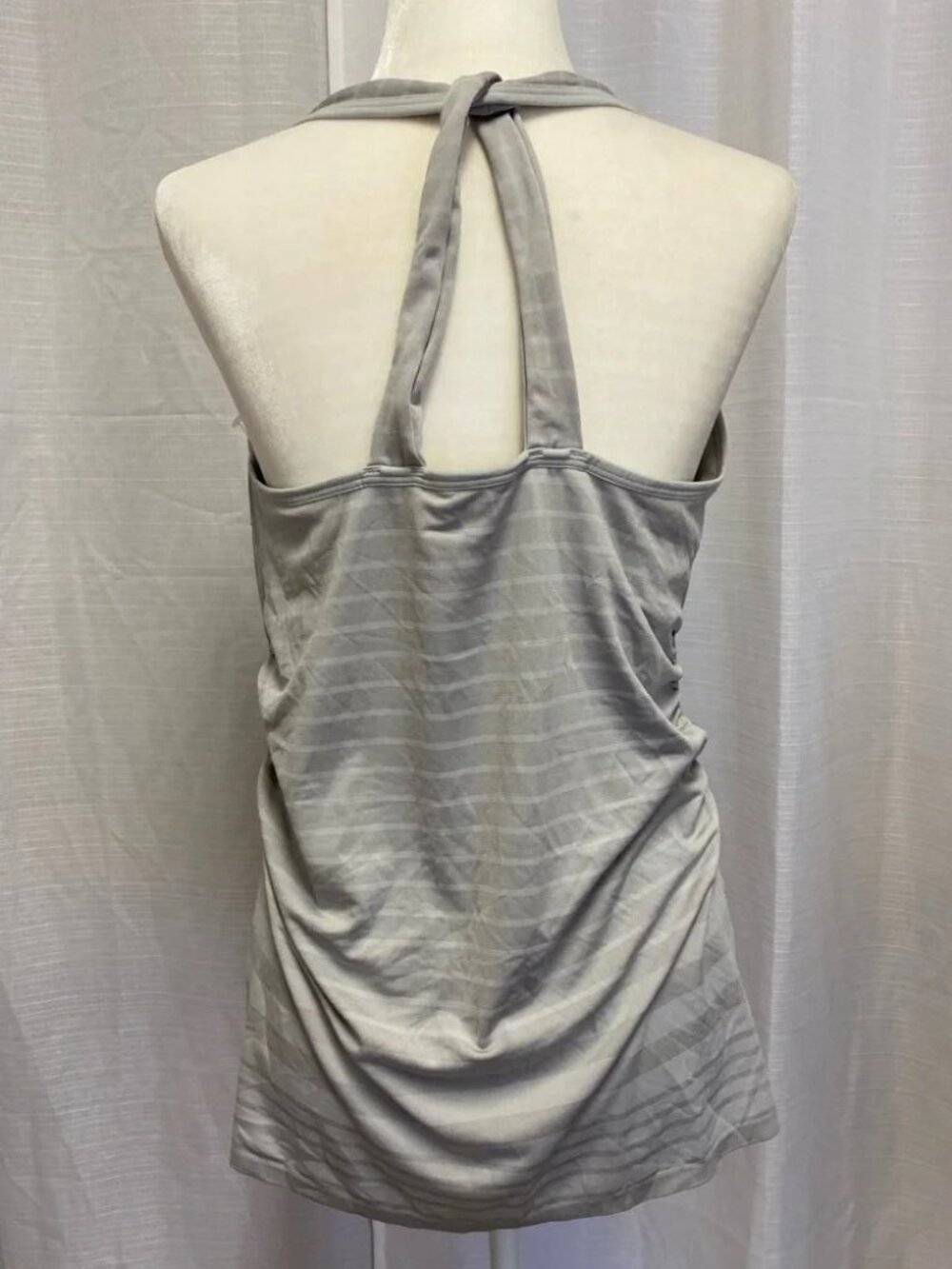 Patagonia Nouli Striped Athletic Yoga Workout Tank Top w/Built In Bra Sz XL Grey - Picture 3 of 5